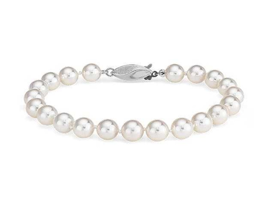 Bracelets | Blue Nile 8" Classic Akoya Cultured Pearl Bracelet In 18K White Gold (6.5-7.0Mm)