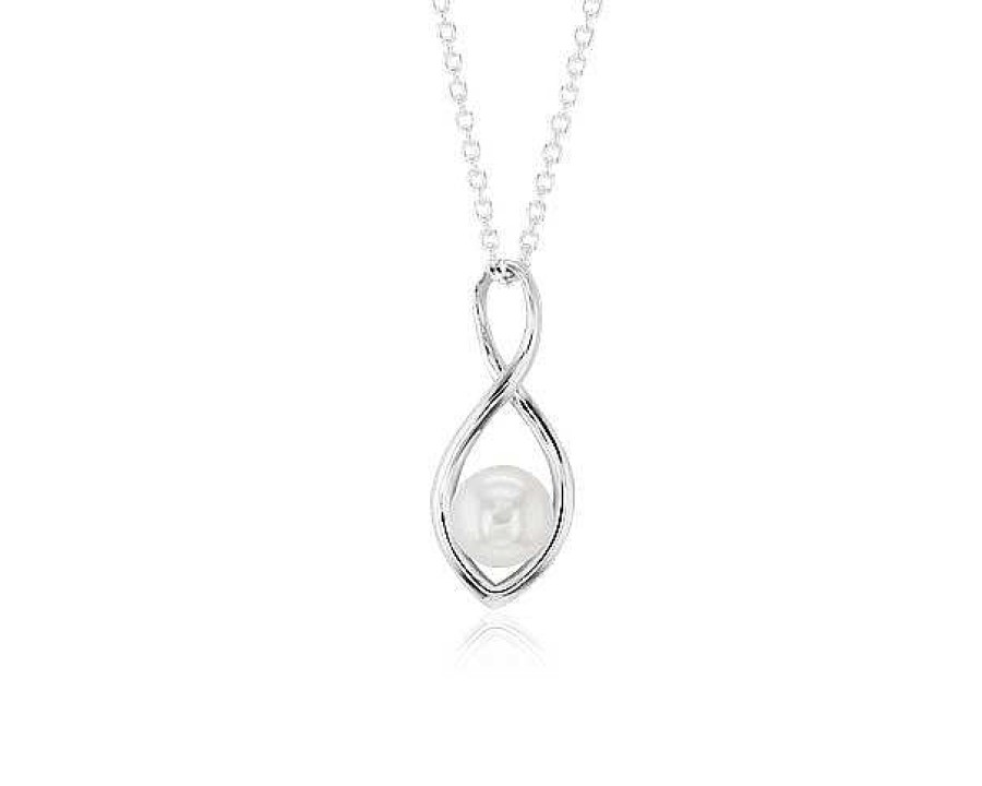 Necklaces | Blue Nile Freshwater Cultured Pearl Twisted Teardrop Pendant In Sterling Silver (6.5Mm)