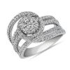 Rings | Blue Nile Swirling Halo Diamond Fashion Ring In 14K White Gold (1 1/3 Ct. Tw.)