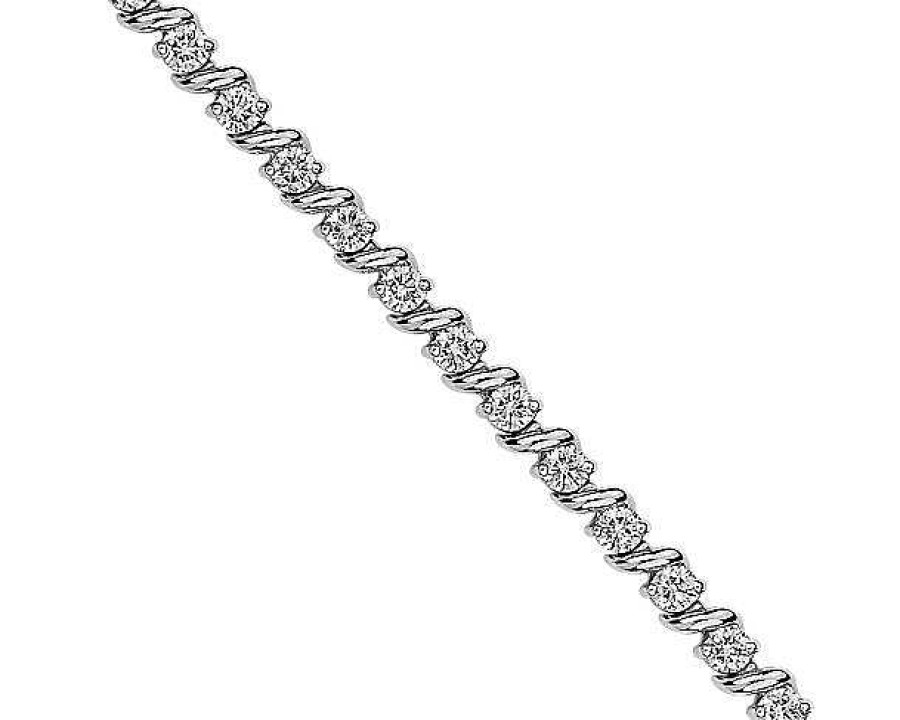 Bracelets | Blue Nile S-Link Tennis Bracelet In 14K White Gold (3 Ct. Tw.)