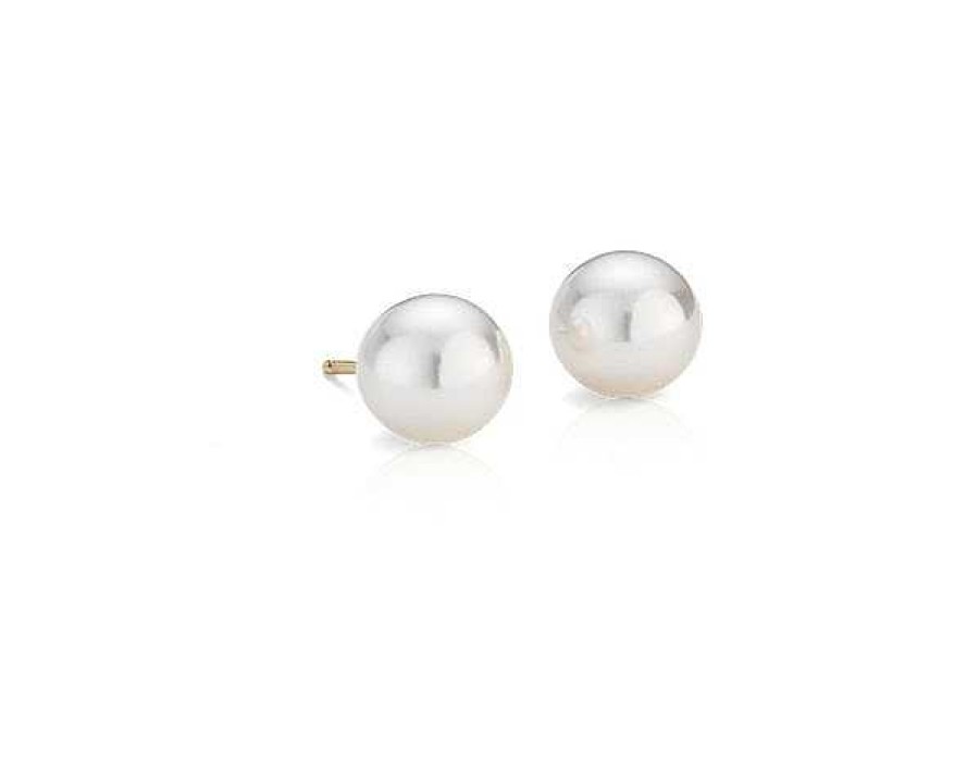 Earrings | Blue Nile Classic Akoya Cultured Pearl Stud Earrings In 18K Yellow Gold (8.0-8.5Mm)