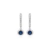 Earrings | Blue Nile Diamond Huggies With Bezel Set Sapphire Drop Earrings In 14K White Gold