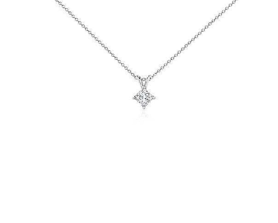 Necklaces | Blue Nile Princess Cut Diamond Solitaire Pendant In Platinum (3/4 Ct. Tw.)