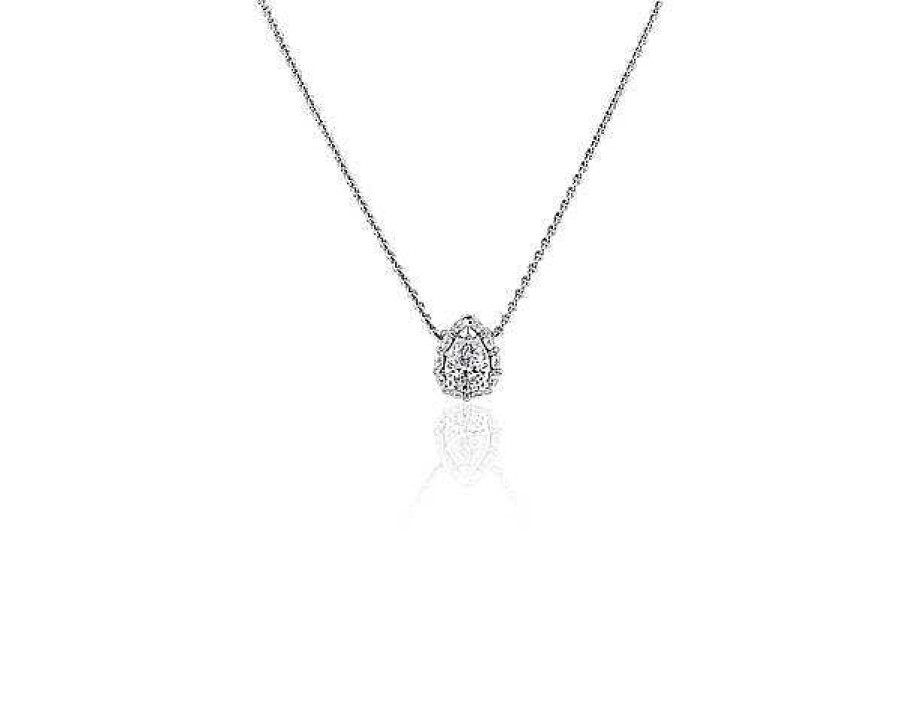 Necklaces | Blue Nile Pear Hidden Halo Pendant In 14K White Gold (1/4 Ct. Tw.)