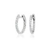 Earrings | Blue Nile Diamond Eternity Hoop Earrings In 14K White Gold (1 Ct. Tw.)