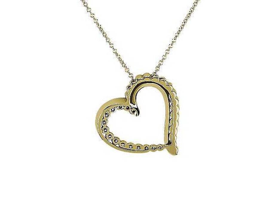 Necklaces | Blue Nile Tilted Double Row Diamond Heart Necklace In 14K Yellow Gold (1/2 Ct. Tw.)