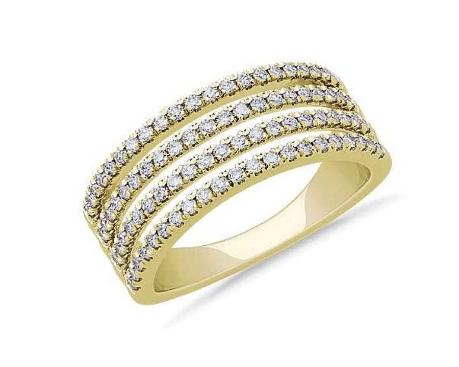 Rings | Blue Nile Quad Stacked Diamond Pav Ring In 14K Yellow Gold (1/2 Ct. Tw.)