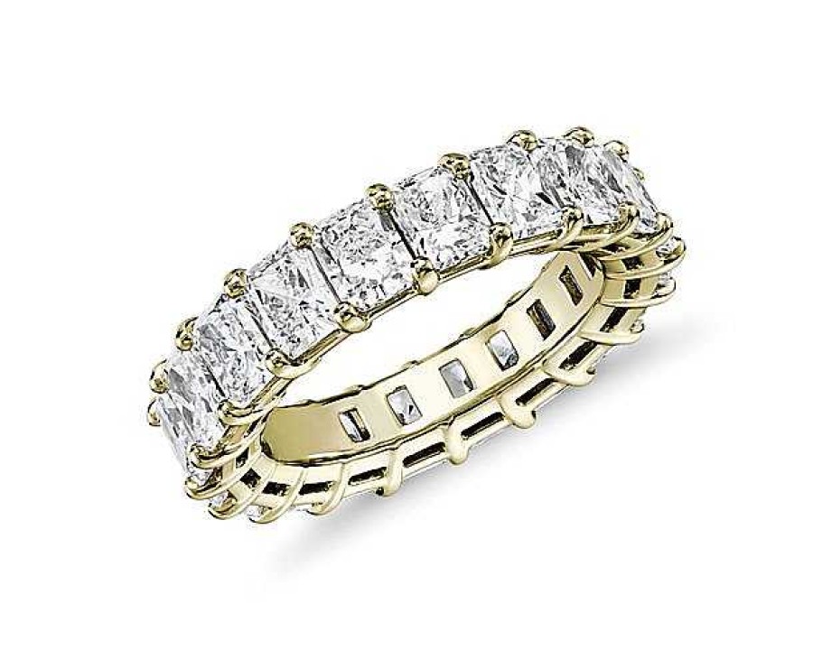 Women'S Rings | Blue Nile Radiant Cut Diamond Eternity Ring In 14K Yellow Gold (6 Ct. Tw.)