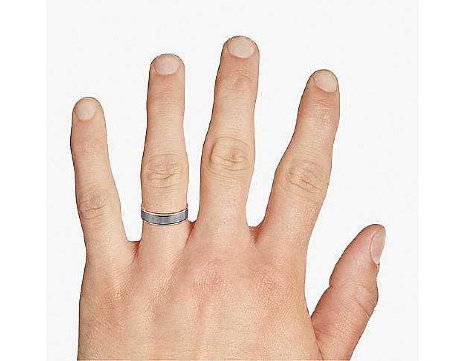 Men'S Rings | Blue Nile Two-Tone Tantalum Inlay Wedding Ring In 14K Rose Gold (6.5Mm)