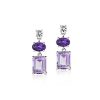 Earrings | Blue Nile Rose De France, Amethyst, And White Sapphire Mixed Shape Drop Earrings In Sterling Silver