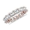 Women'S Rings | Blue Nile Asscher Cut Diamond Eternity Ring In 14K Rose Gold (5 Ct. Tw.)