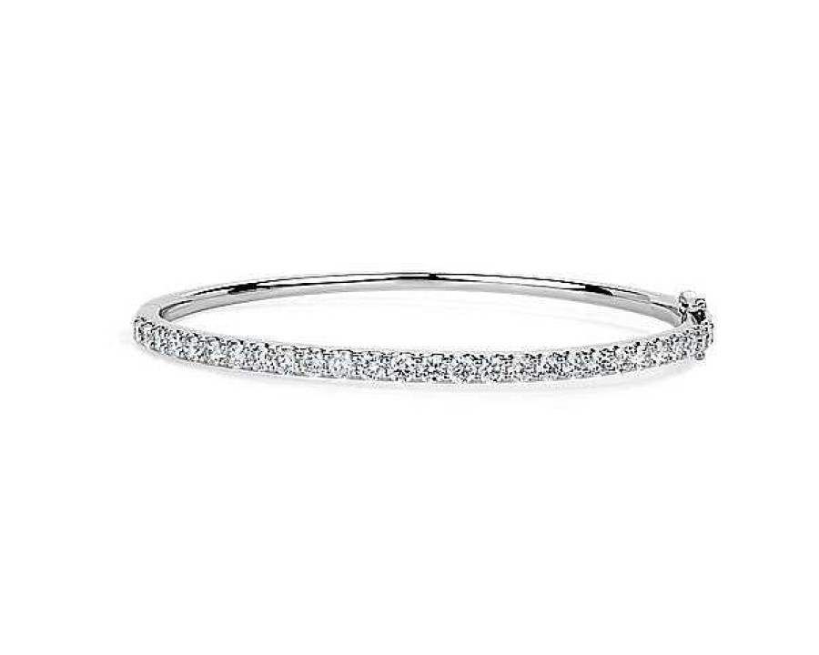 Bracelets | Blue Nile Lab Grown Diamond Pav Bangle Bracelet In 14K White Gold (3 Ct. Tw.)