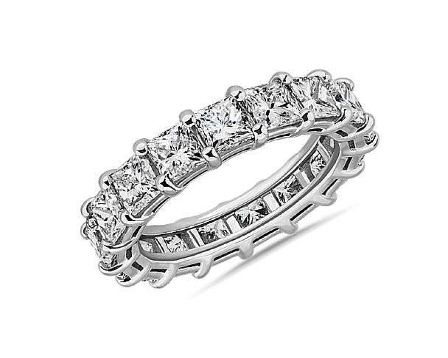 Women'S Rings | Blue Nile Princess Cut Diamond Eternity Ring In 14K White Gold (6 Ct. Tw.)