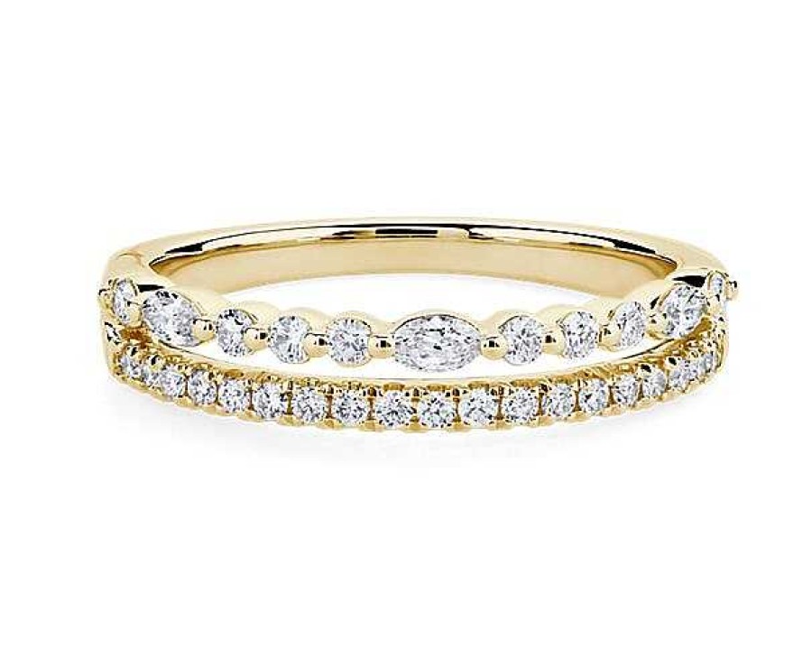 Rings | Blue Nile Two Row Round And Marquise Diamond Stacking Ring In 14K Yellow Gold (1/3 Ct. Tw.)