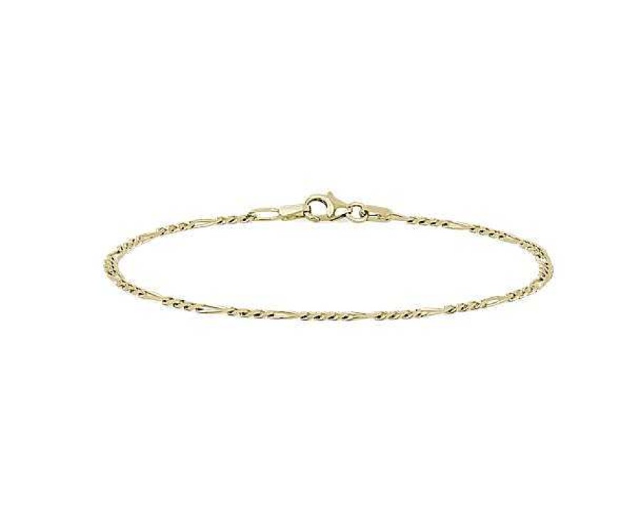 Bracelets | Blue Nile 7" Figaro Chain Bracelet In Solid 14K Italian Yellow Gold (2.4 Mm)