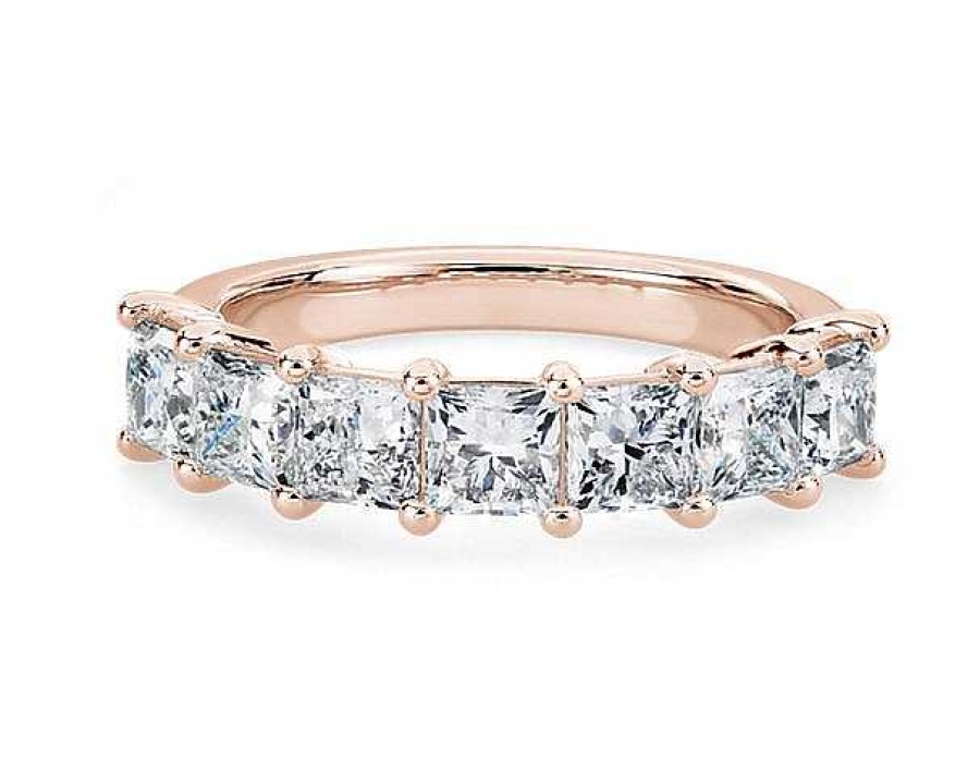 Women'S Rings | Blue Nile Seven Stone Princess Diamond Ring In 14K Rose Gold (2 Ct. Tw.)