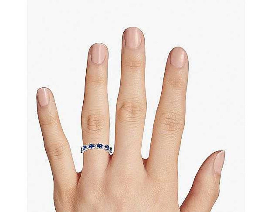 Rings | Blue Nile Capri Sapphire And Diamond Ring In 14K White Gold (3.2Mm)