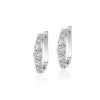 Earrings | Blue Nile Diamond Graduated Milgrain Hoop Earrings In 14K White Gold (1 Ct. Tw.)