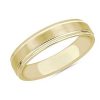 Men'S Rings | Blue Nile Brushed Inlay Wedding Ring In 14K Yellow Gold (5Mm)