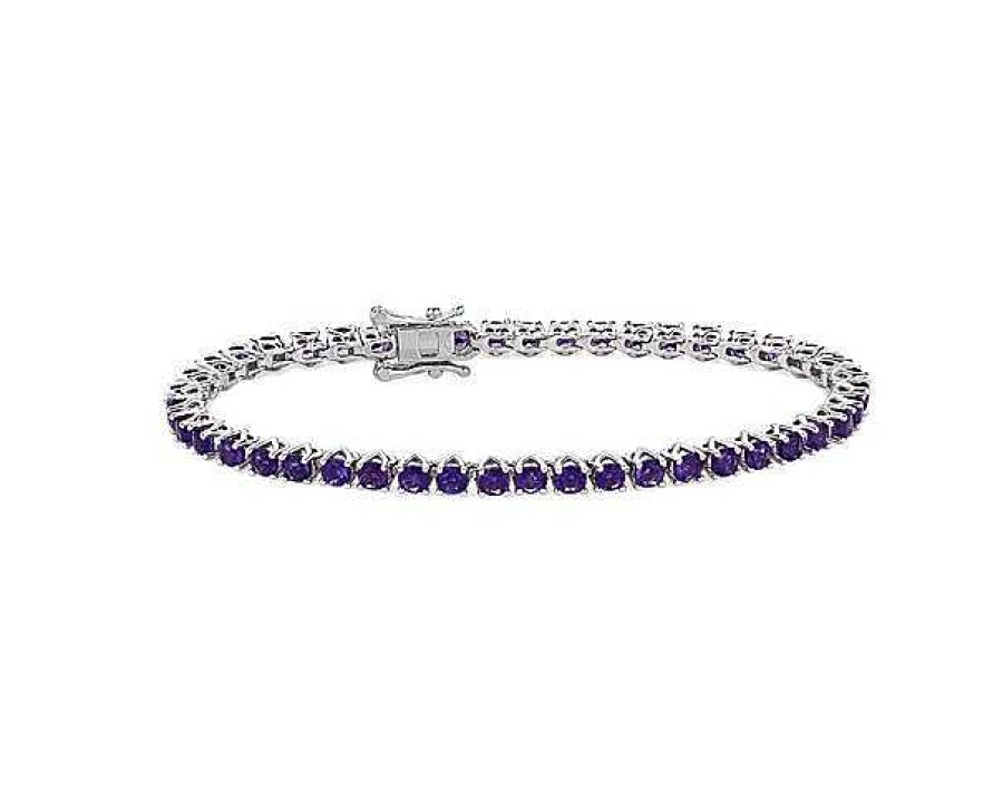 Bracelets | Blue Nile Amethyst Tennis Bracelet In Sterling Silver (3Mm)