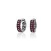 Earrings | Blue Nile Ruby Double Row Huggie Hoop Earrings In 14K White Gold