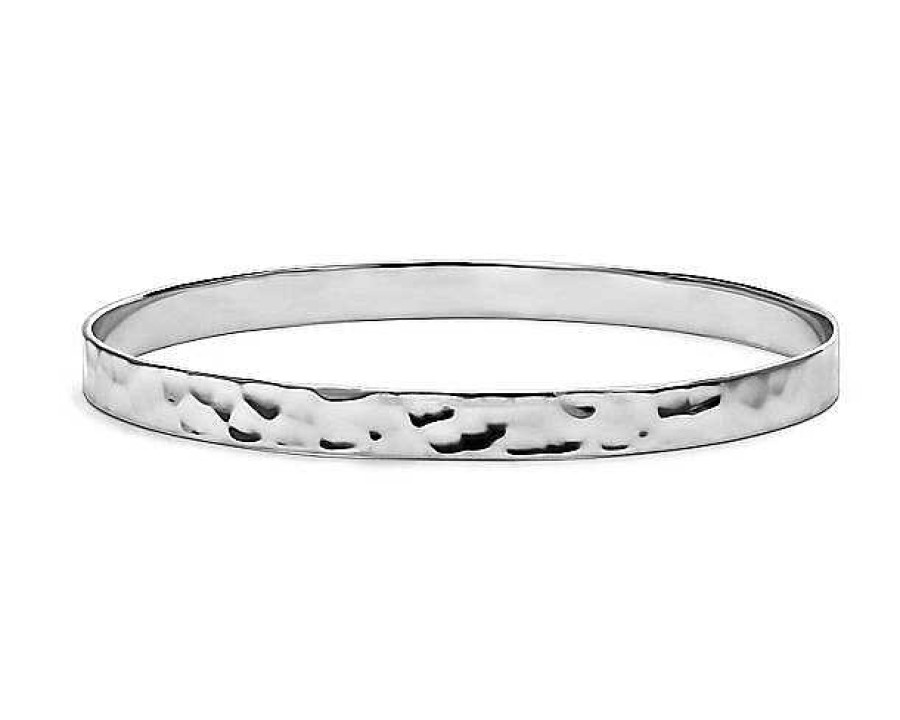 Bracelets | Blue Nile Hammered Bangle In Sterling Silver