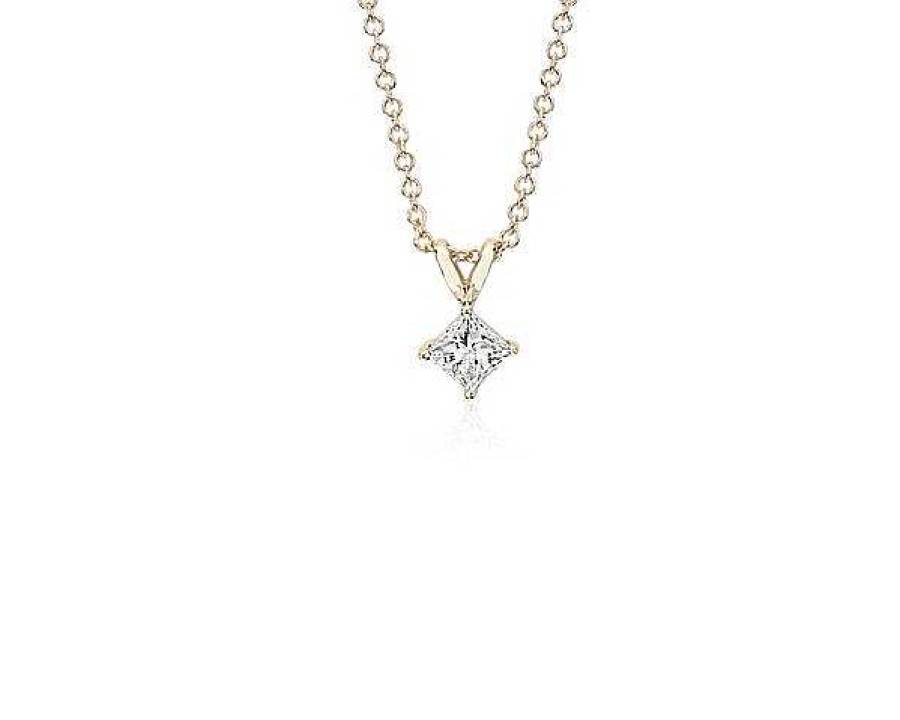 Necklaces | Blue Nile Princess Cut Diamond Solitaire Pendant In 14K Yellow Gold (1/2 Ct. Tw.)