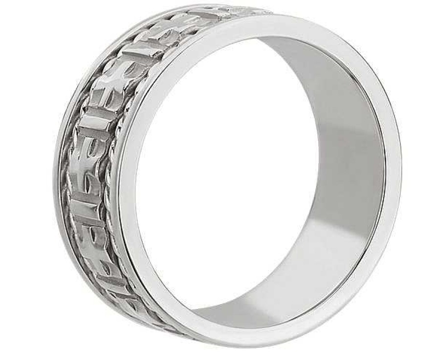 Men'S Rings | Blue Nile Braided Edge Cross Wedding Ring In Platinum (8Mm)