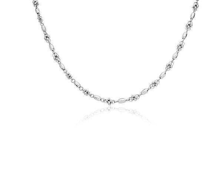 Necklaces | Blue Nile 17" Faceted Cluster Necklace In 14K Italian White Gold (3.7 Mm)