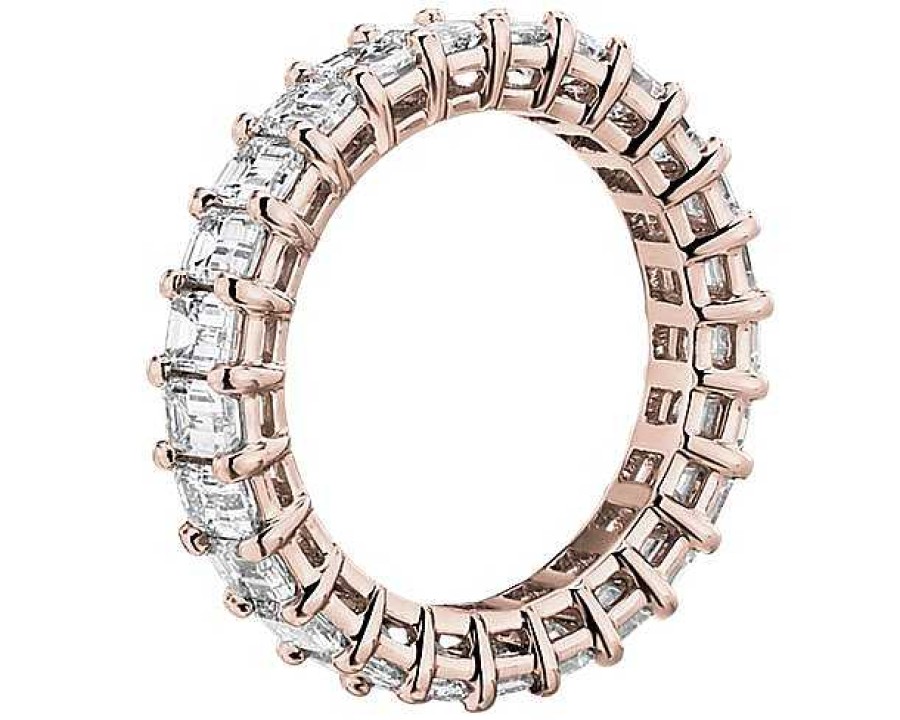 Women'S Rings | Blue Nile Emerald Cut Diamond Eternity Ring In 14K Rose Gold (3 Ct. Tw.)