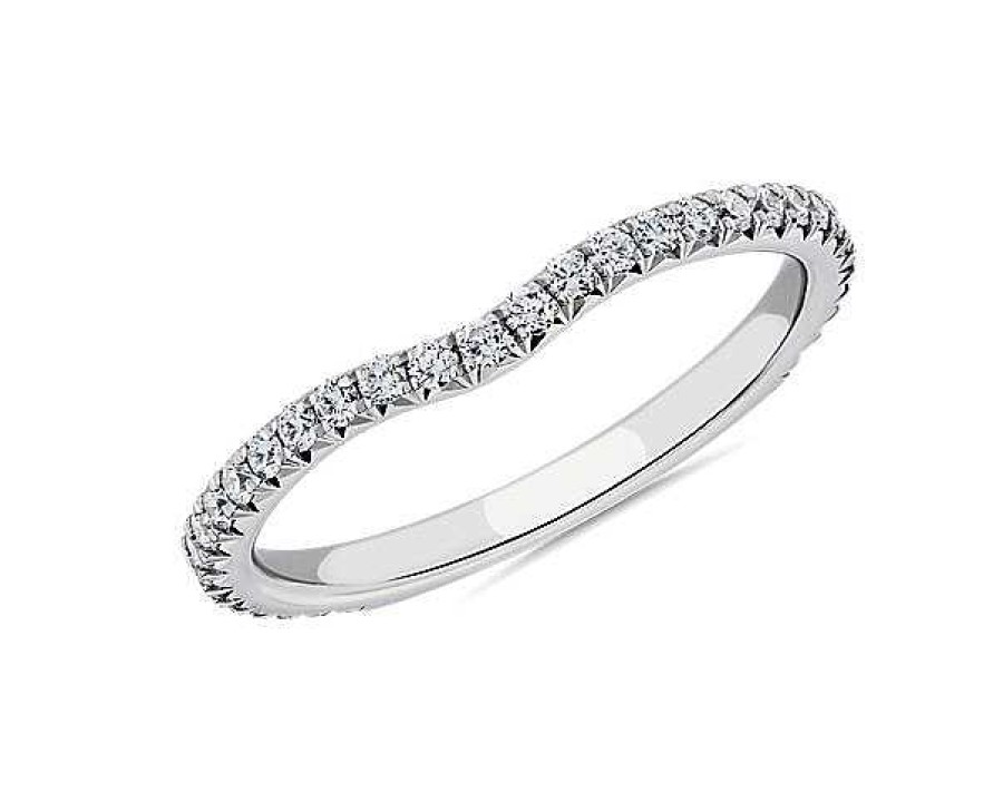 Women'S Rings | Blue Nile Blue Nile Studio Petite Crown Curved Diamond Ring In Platinum (1/3 Ct. Tw.)