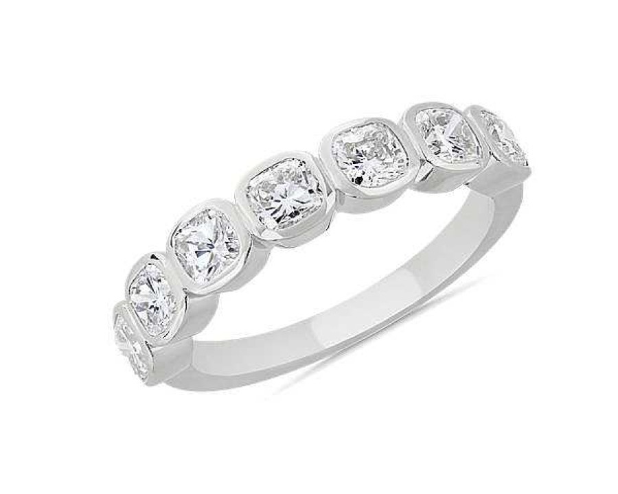 Women'S Rings | Blue Nile 7 Stone Cushion Bezel Diamond Anniversary Ring In Platinum (1 1/2 Ct. Tw.)