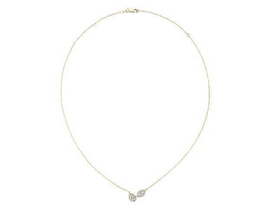 Necklaces | Blue Nile Two Stone Halo Pear And Marquise Diamond Necklace In 14K Yellow Gold (3/4 Ct. Tw.)