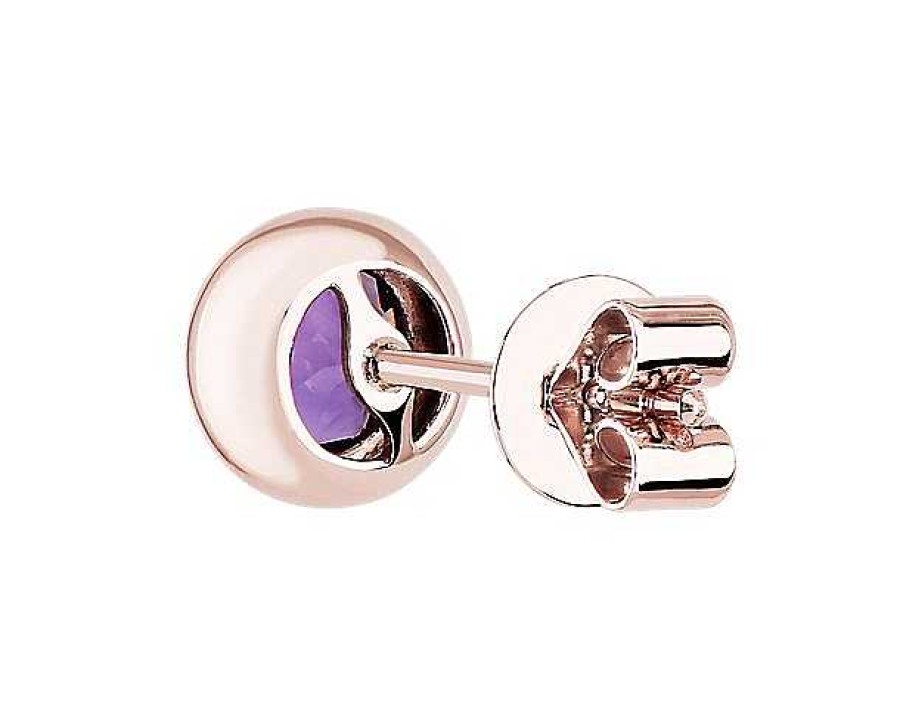 Earrings | Blue Nile Bezel Set Amethyst Stud Earring In 14K Rose Gold