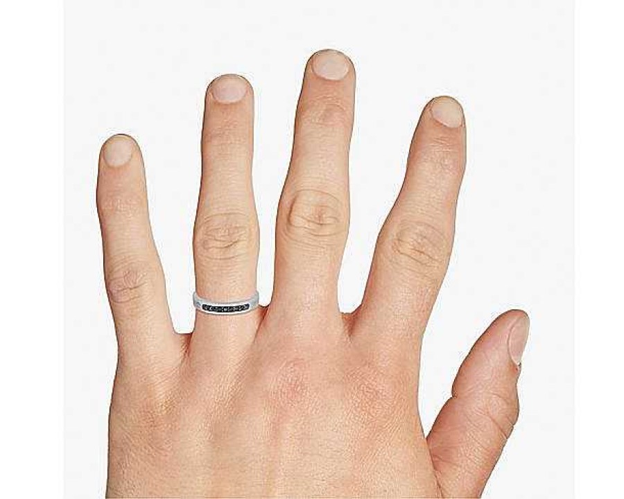 Men'S Rings | Blue Nile Men'S Black Diamond Pav Wedding Ring With Black Rhodium In Platinum (1/5 Ct. Tw.)