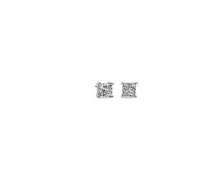 Earrings | Blue Nile Lab Grown Diamond Princess Cut Stud Earrings In 14K White Gold (3 Ct. Tw.)