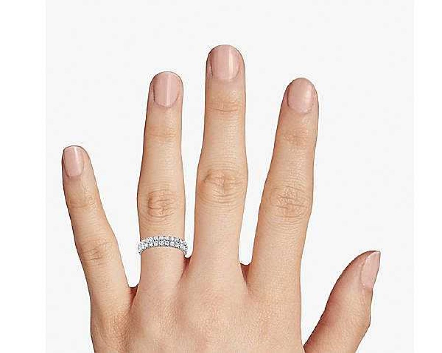 Women'S Rings | Blue Nile Two-Row French Pav Diamond Ring In 14K White Gold (1 Ct. Tw.)