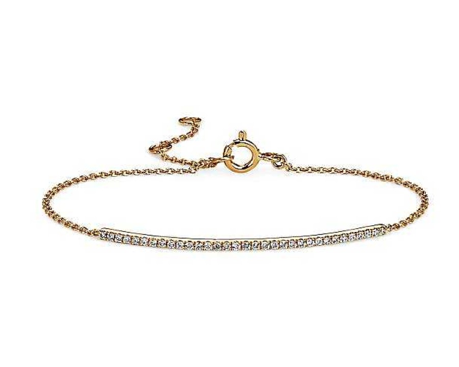 Bracelets | Blue Nile Mini Diamond Bar Bracelet In 14K Yellow Gold (1/5 Ct. Tw.)