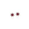 Earrings | Blue Nile Mini Ruby Earrings With Diamond Blossom Halo In 14K Rose Gold (3.5Mm)