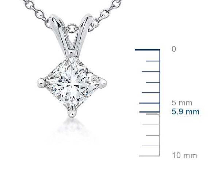 Necklaces | Blue Nile Princess Cut Diamond Solitaire Pendant In 14K White Gold (3/4 Ct. Tw.)