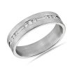 Men'S Rings | Blue Nile Trio Stationed Channel-Set Diamond Wedding Ring In 14K White Gold (6 Mm, 1/3 Ct. Tw.)