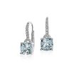 Earrings | Blue Nile Aquamarine Cushion And Diamond Drop Earrings In 14K White Gold (7X7Mm)