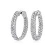 Earrings | Blue Nile Double Row Eternity Hoop Earrings In 14K White Gold (2 1/2 Ct. Tw.)