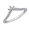 Women'S Rings | Blue Nile Curved Marquise Accent And Pav Diamond Ring In 14K White Gold (1/4 Ct. Tw.)