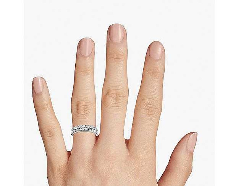 Rings | Blue Nile Double Row Marquise And Baguette Cut Diamond Fashion Ring In 14K White Gold (1 Ct. Tw.)