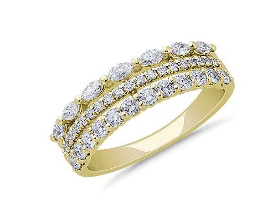 Rings | Blue Nile 3 Row Stacking Ring In 18K Yellow Gold (3/4 Ct. Tw.)