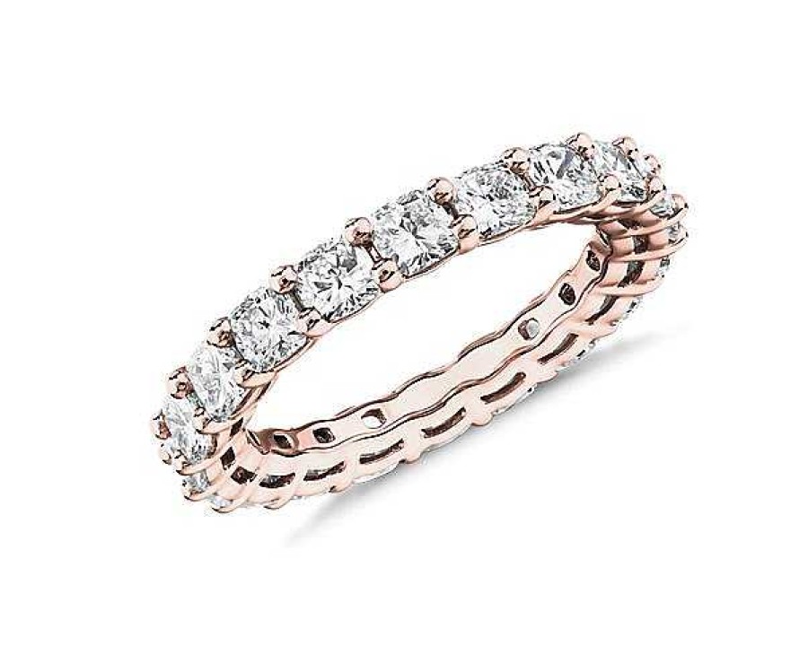 Women'S Rings | Blue Nile Lab Grown Diamond Cushion Cut Eternity Ring In 14K Rose Gold (3 Ct. Tw.)