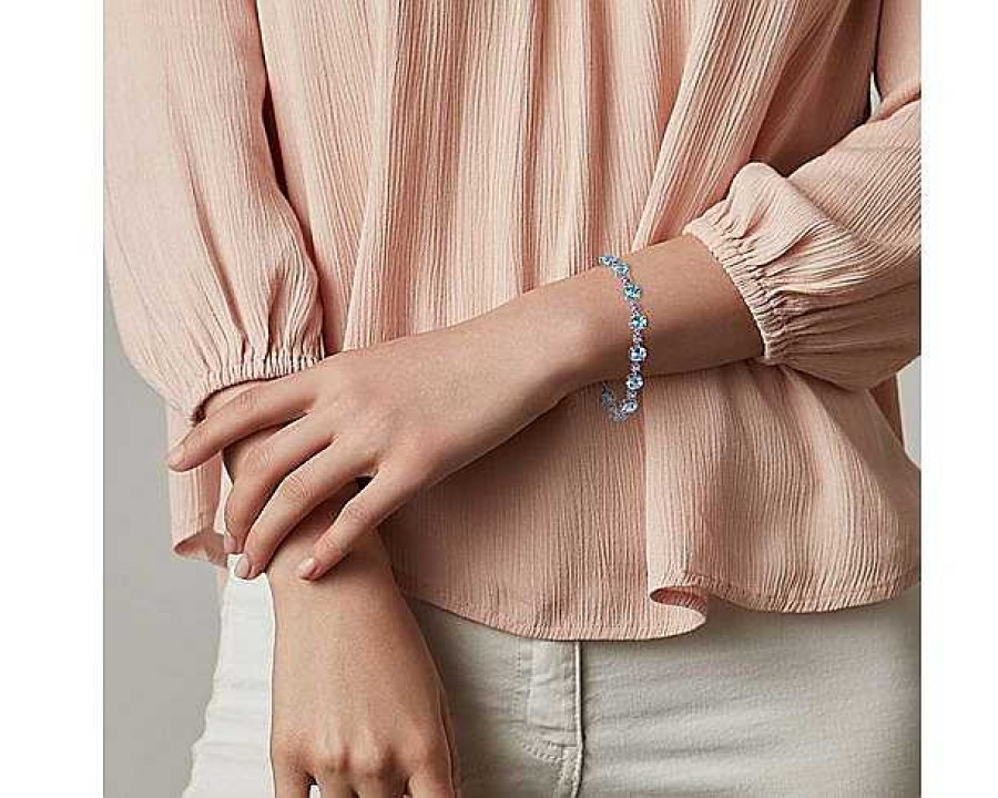 Bracelets | Blue Nile Sky Blue Topaz And Pink Amethyst Mixed Size Round Bracelet In 14K White Gold