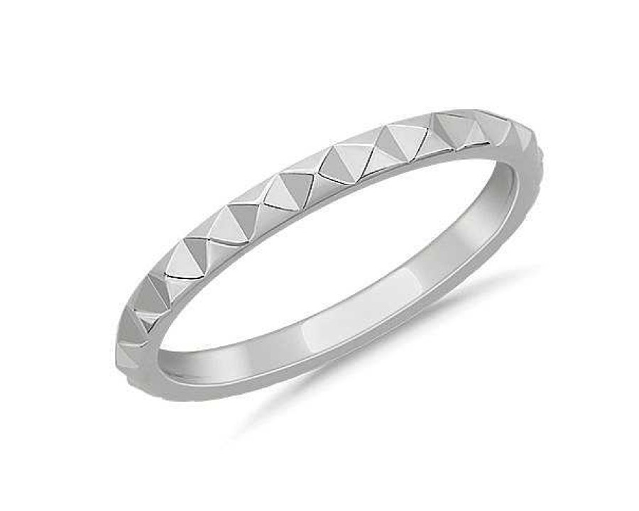 Women'S Rings | Blue Nile Stackable Pyramid Satin Finish Ring In Platinum (2Mm)