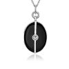 Necklaces | Blue Nile Black Enamel Locket With White Topaz Detail In Sterling Silver